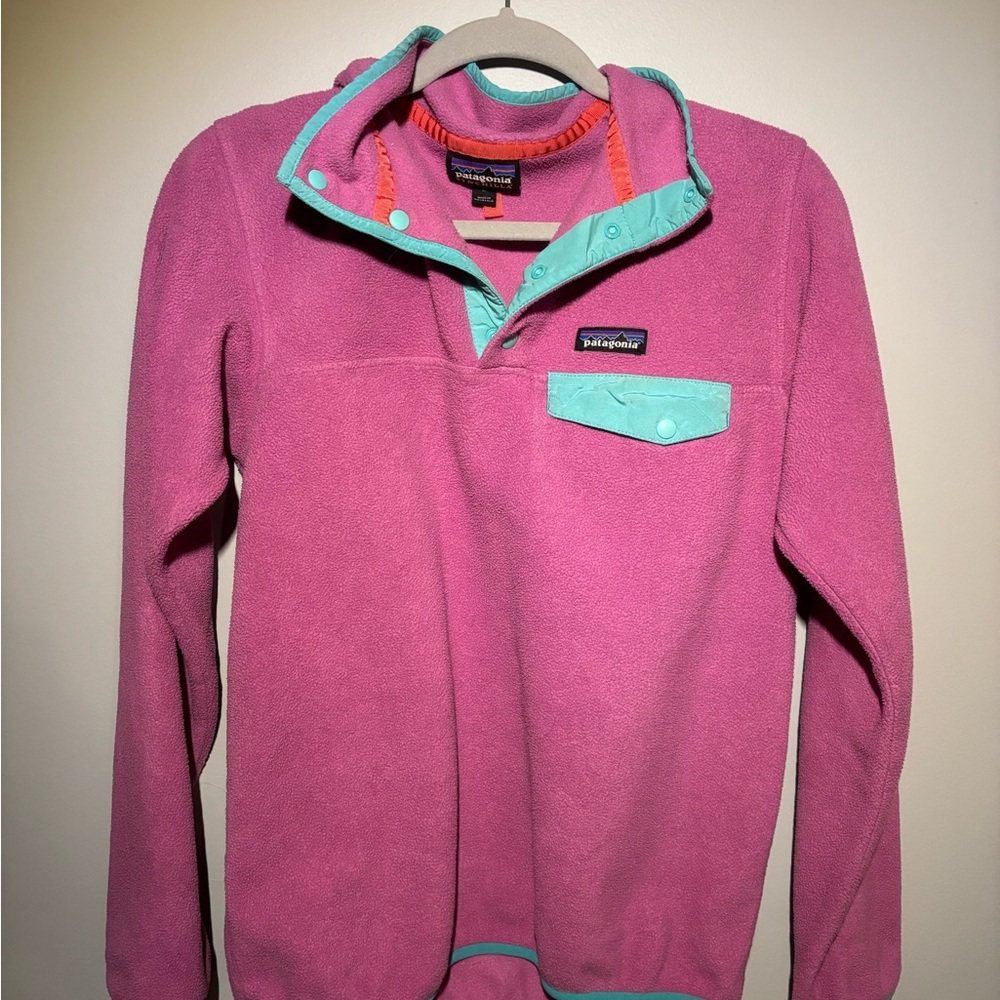 Patagonia Pink and Teal Fleece Jacket
